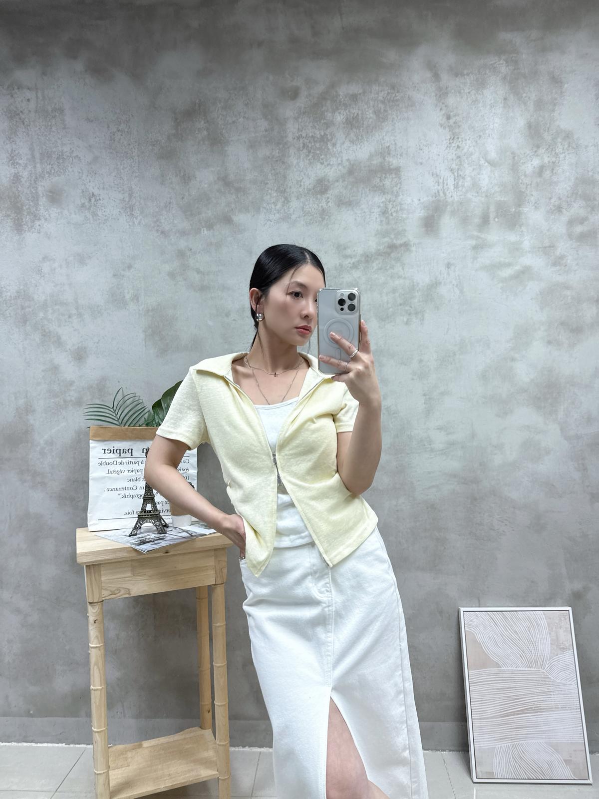 假兩件雙拉鏈Top