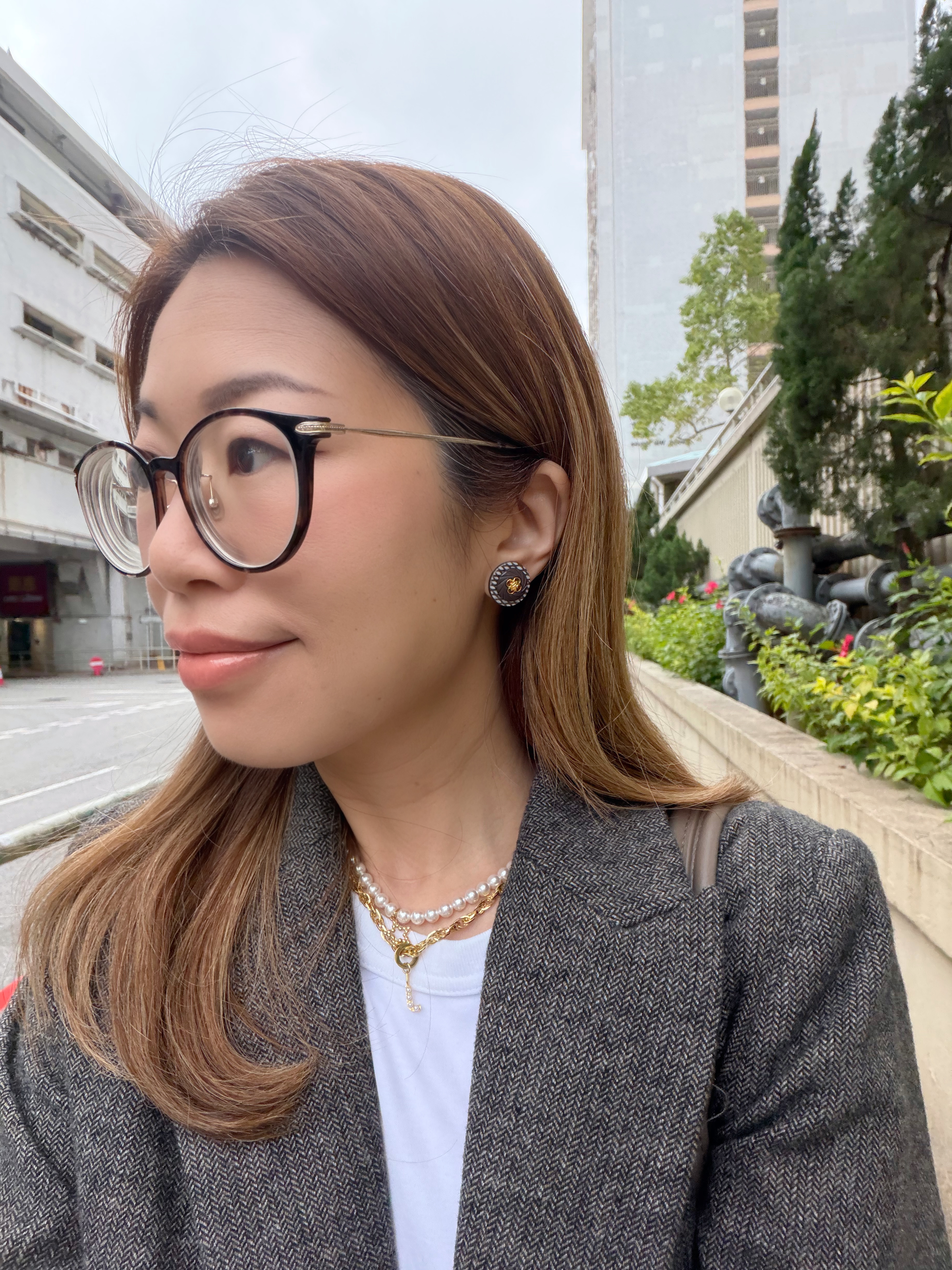 英國Metallic貝殼壓花立體耳環/Metallic Brown