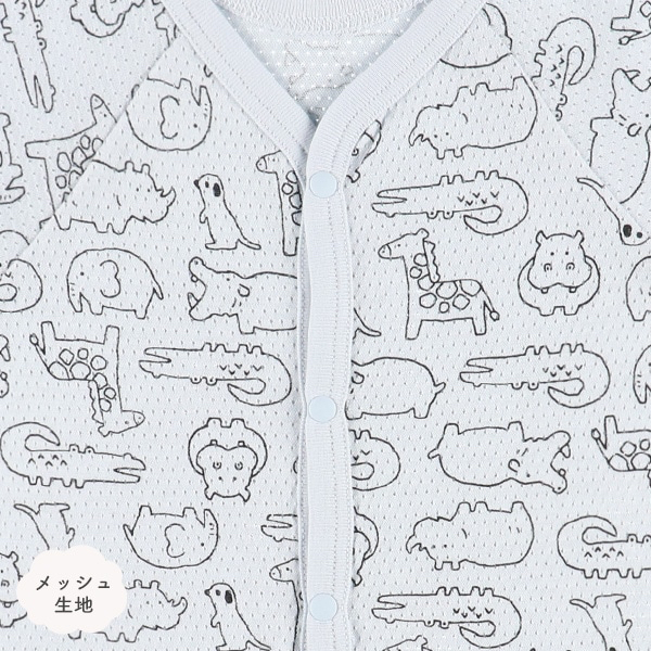 🇯🇵預訂 日本直送🇯🇵動物滿印純棉網眼前開式短袖包屁衣三件套