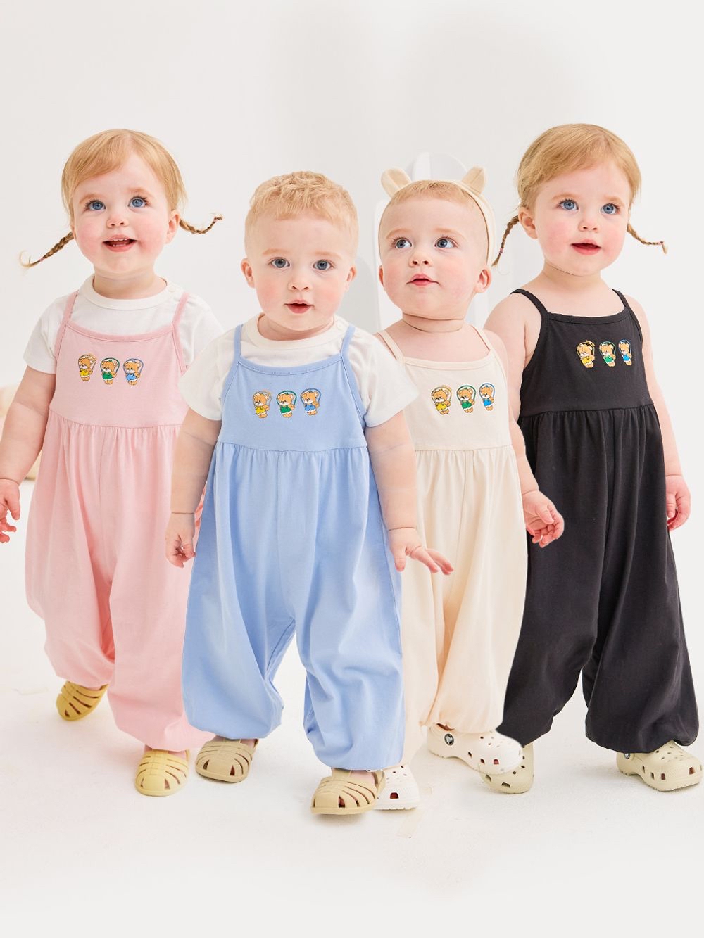 ☀️預訂 韓國直送☀️🇰🇷Milk Baby五色跳繩小熊印花寬鬆吊帶連身褲