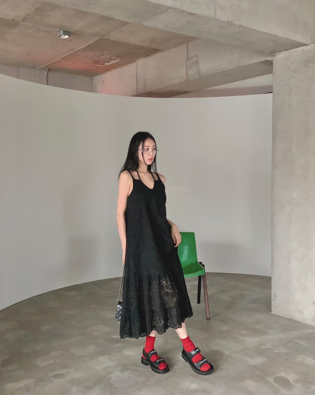 穿頸綁帶lace吊帶裙