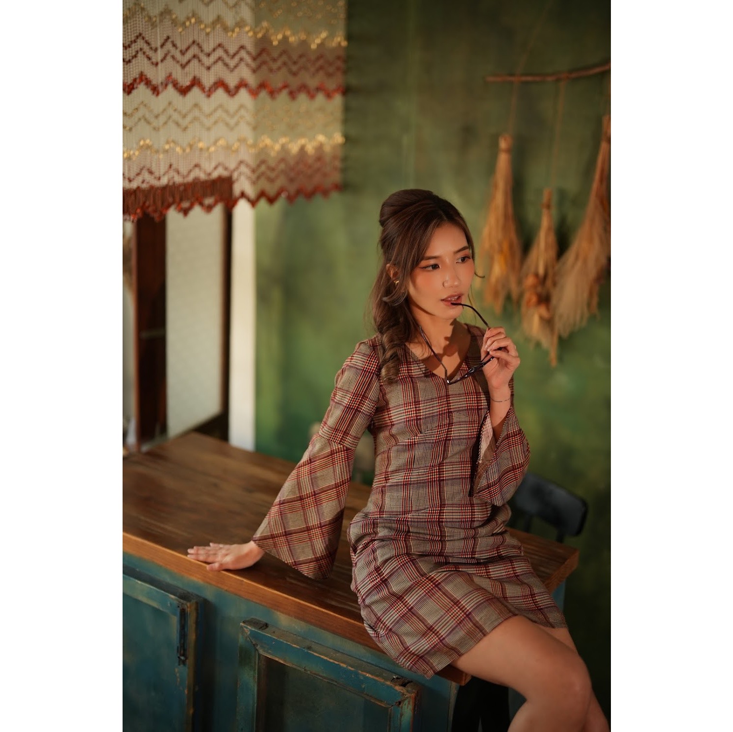 (Ready-Made) 1970s-Inspired Bell sleeve Poppy Country Dress(FM195)