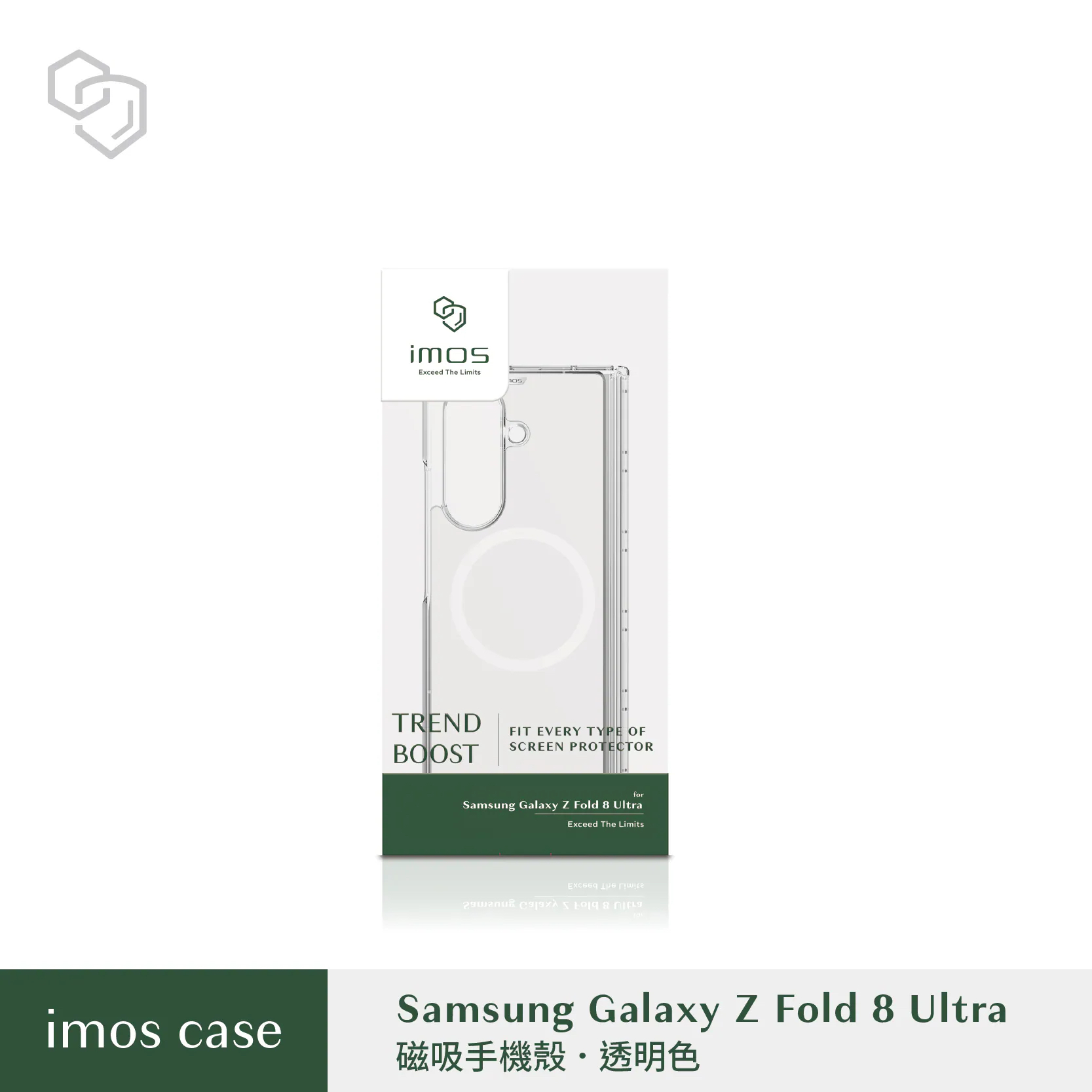 imos Samsung Z Fold8/ Fold8Ultra磁吸軍規認證雙料防震保護殼-透明