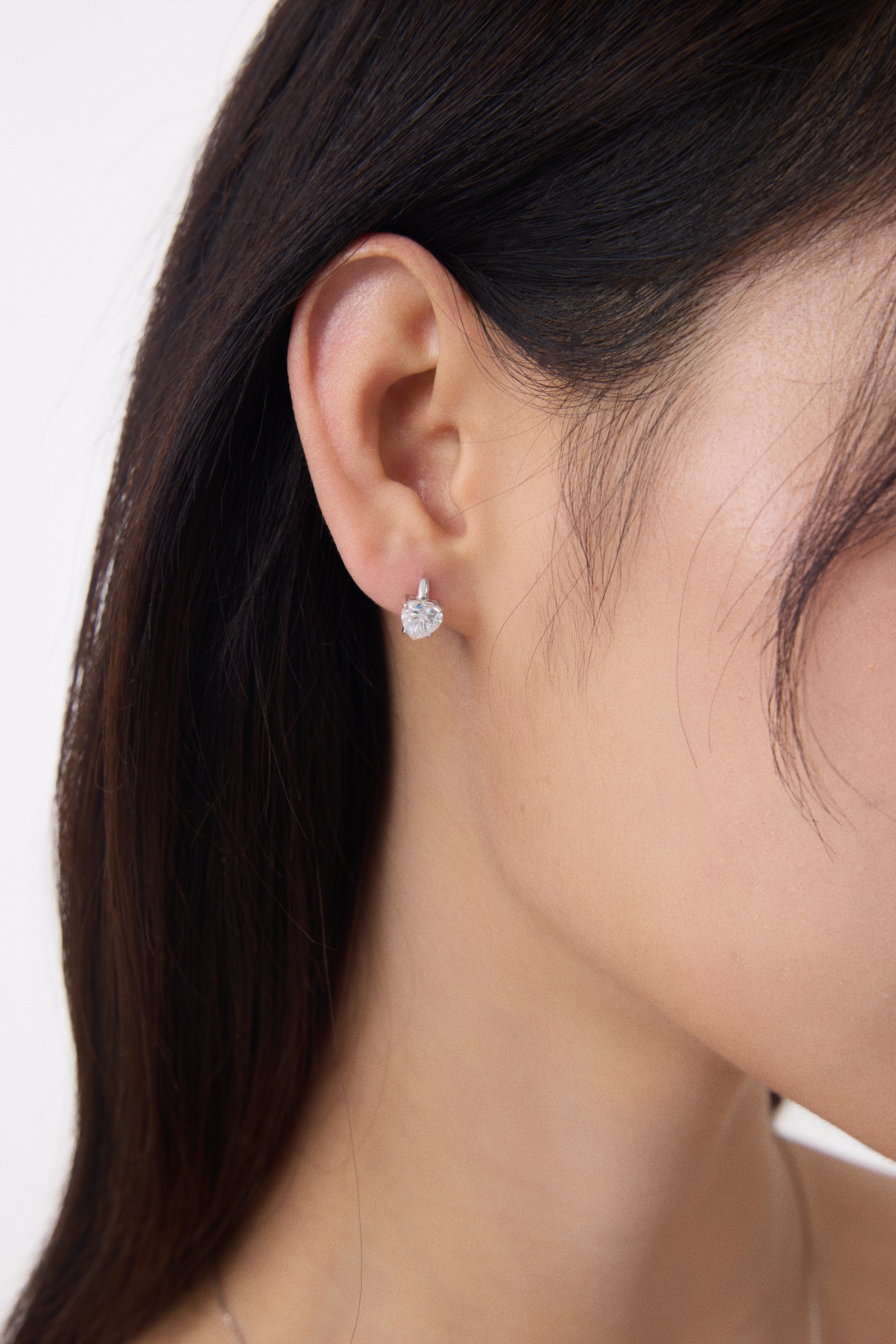 心形莫桑石耳圈 Heart Mossiante Hoop Earring 