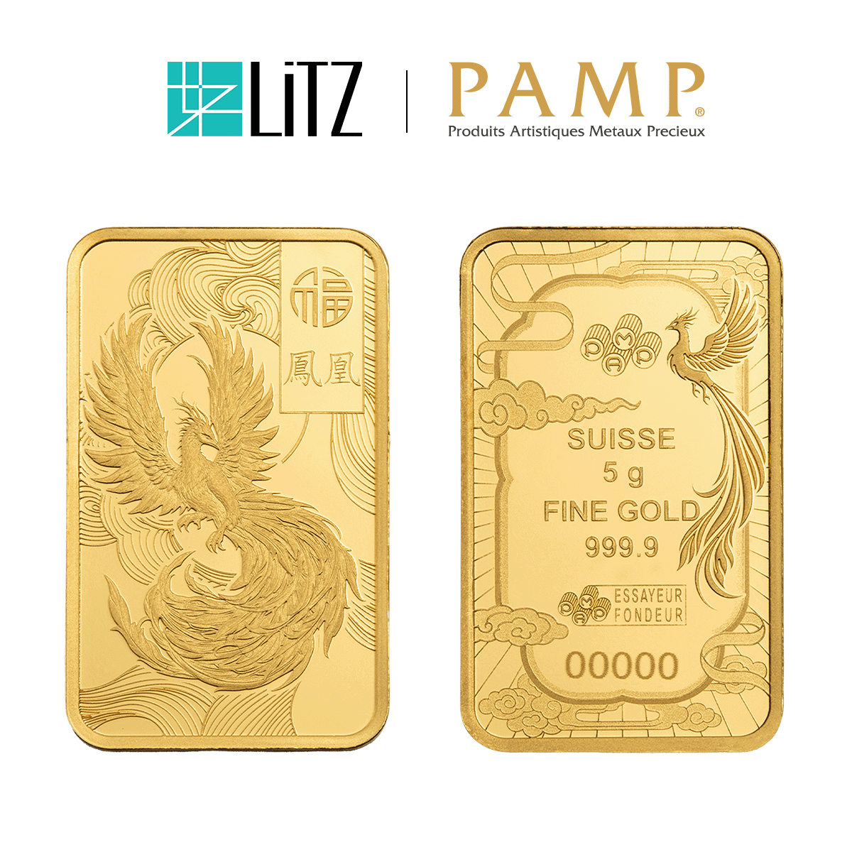 [5 gram] LITZ PAMP Suisse Good Luck Phoenix Limited Edition Gold Bar (999.9) PG078