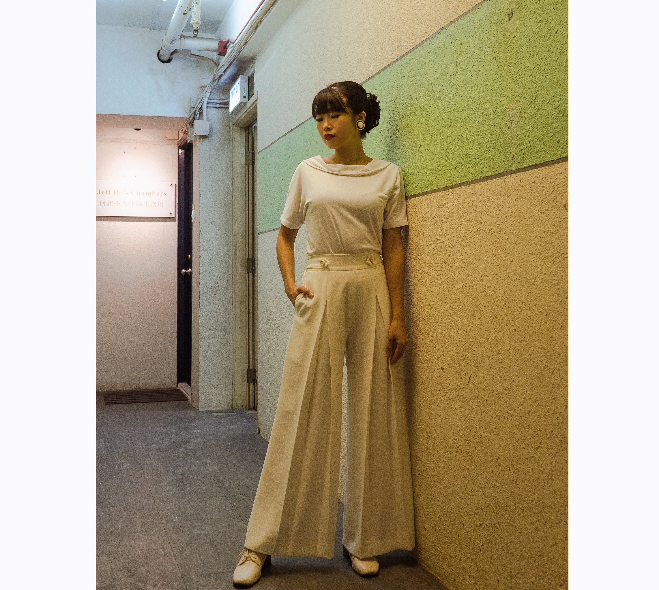 (Ready-Made) 1930s Betty Nautical Sailor Wide Legged Pants - White (FM181-W)