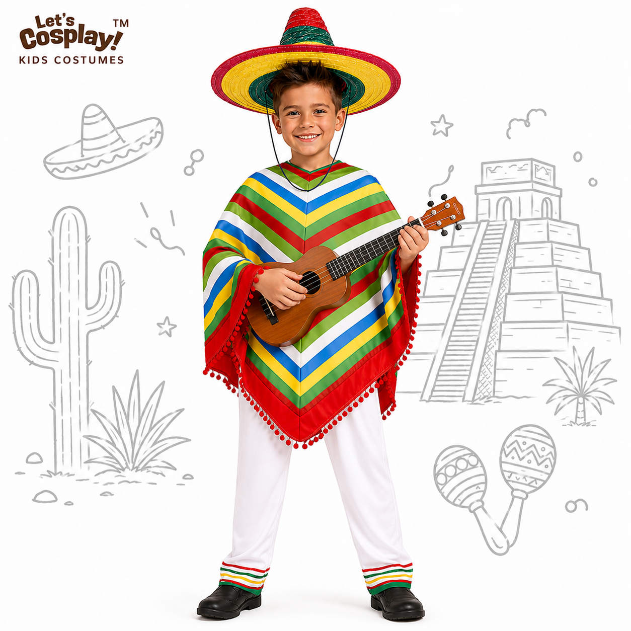 墨西哥服裝｜墨西哥民族服｜Mexican Costume｜International Day 世界文化日服裝｜兒童表演服｜Lets Cosplay 香港現貨