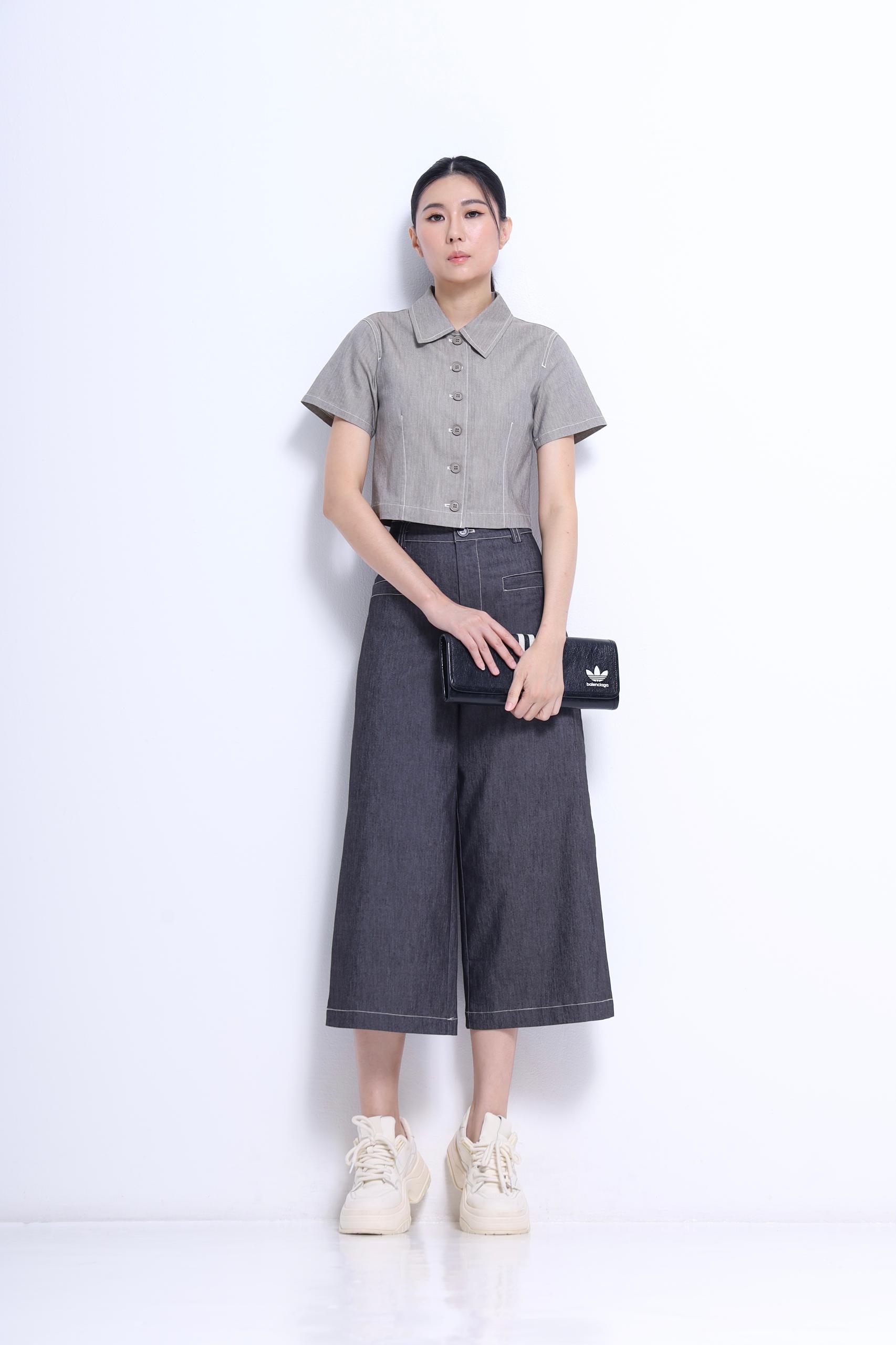 CB2750 EMBD THREAD COLLAR CROP TOP