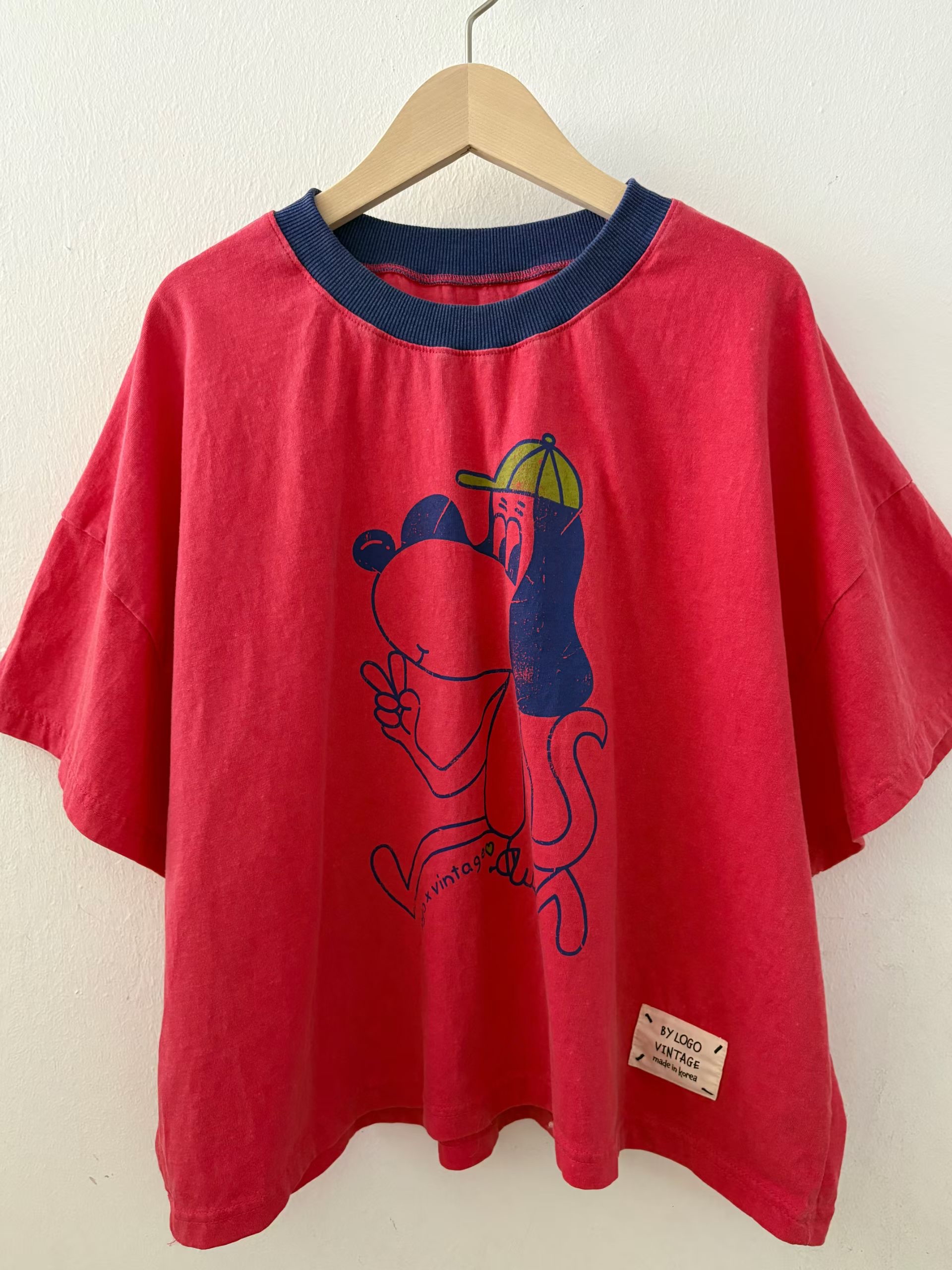 LO OX 撞色cap帽長耳狗tee