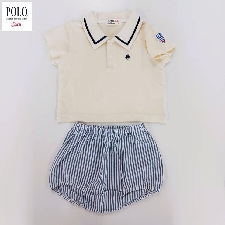 🇯🇵限量預訂 日本直送🇯🇵Polo Baby海洋貼花翻領短袖Polo恤條紋燈籠褲套裝
