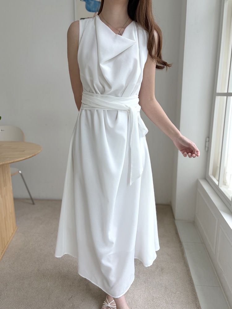 Athena Drape Dress (White)