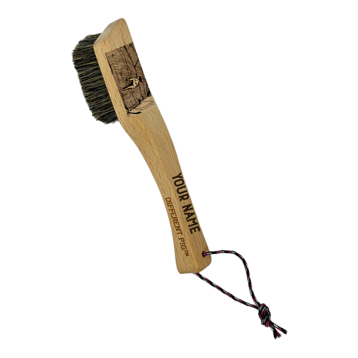 【來圖訂製】𝗗𝗜𝗙𝗙𝗘𝗥𝗘𝗡𝗧 𝗣𝗜𝗚™ OG brush with paracord fully customised by you 刻圖大豬攀岩掃