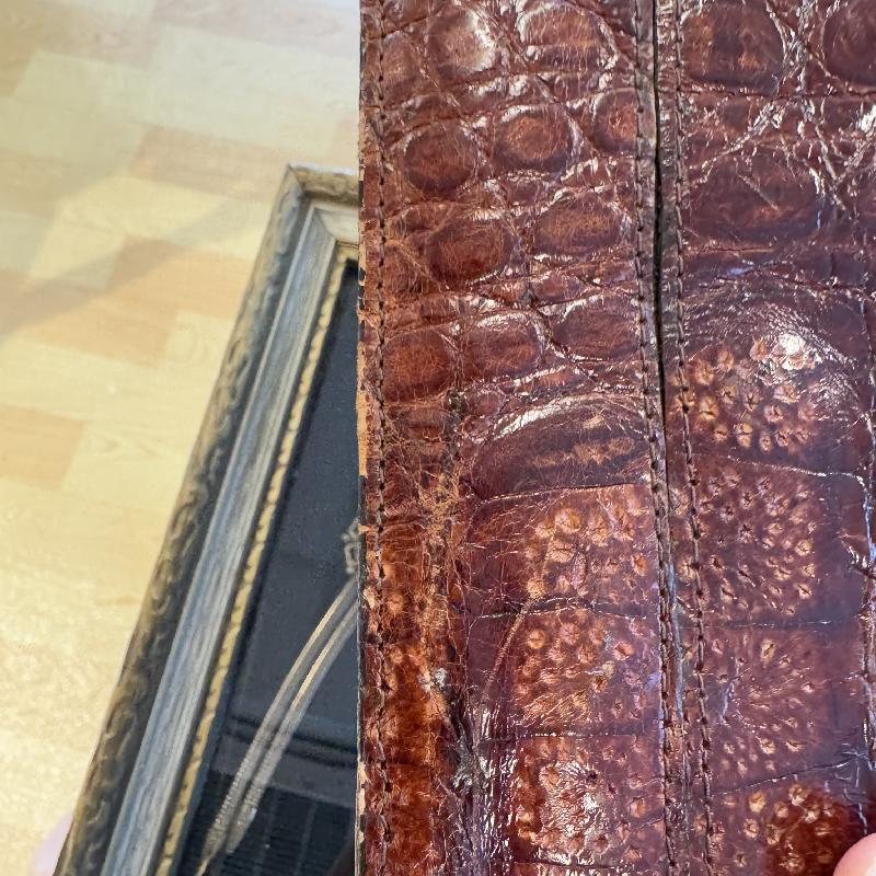 C.a. 1950s Brown Crocodile / Alligator Leather Bag from Paris (MT2258)