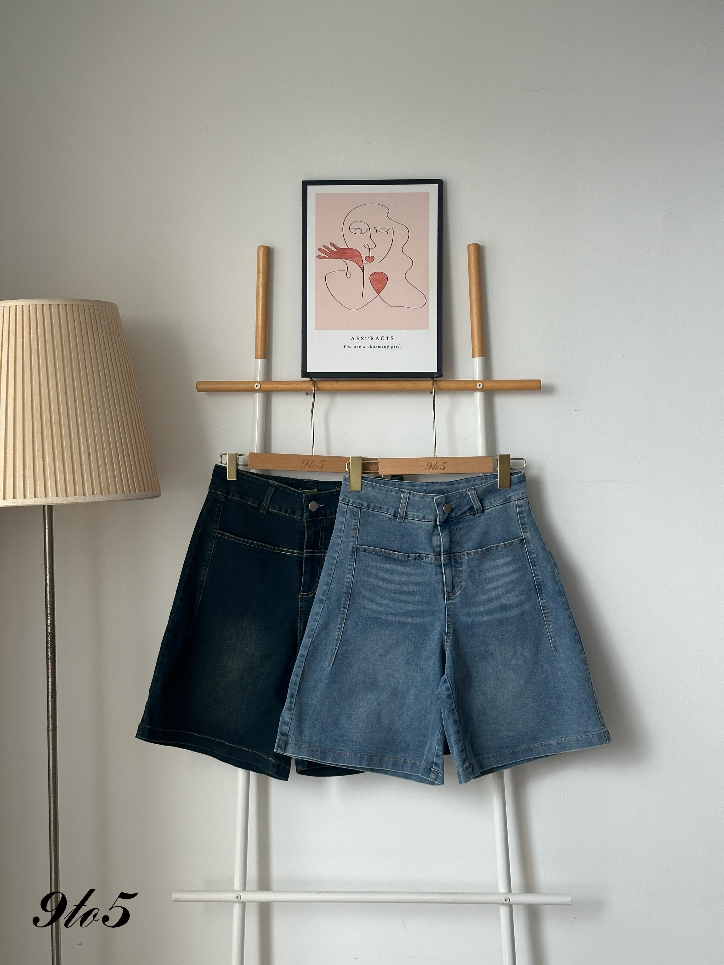 S1818 Denim Midi Pants - Light Blue & Vintage Blue