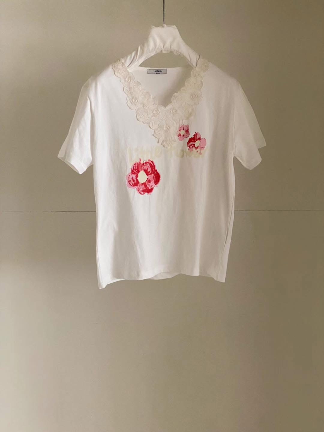 Lace V 領花花Print Top