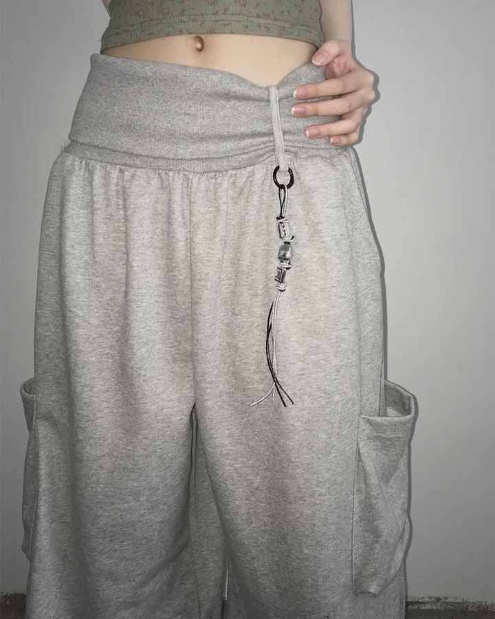 Folded Waist Wide Leg Cargos