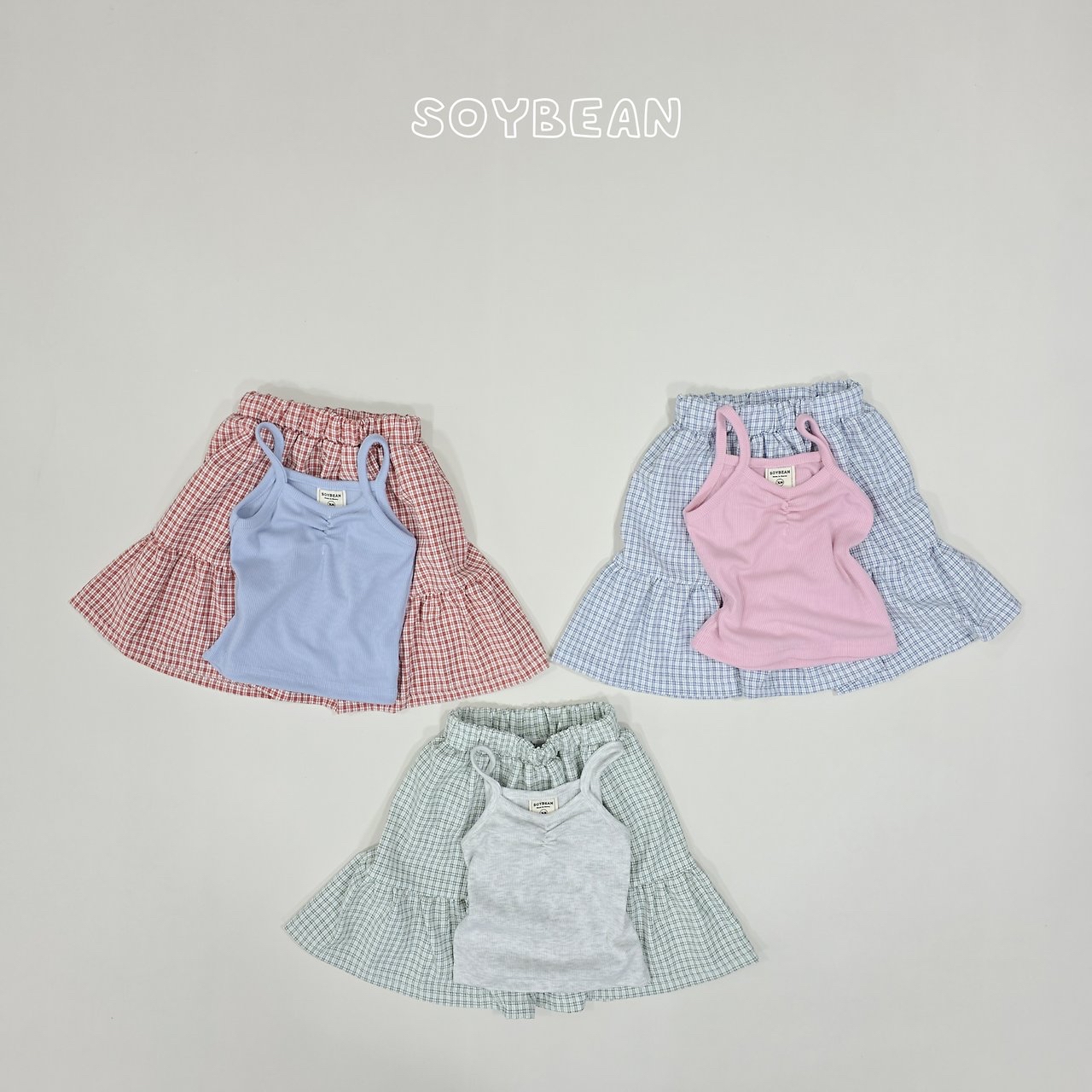 Soybean | Check skirt set(Mint L(100-110)