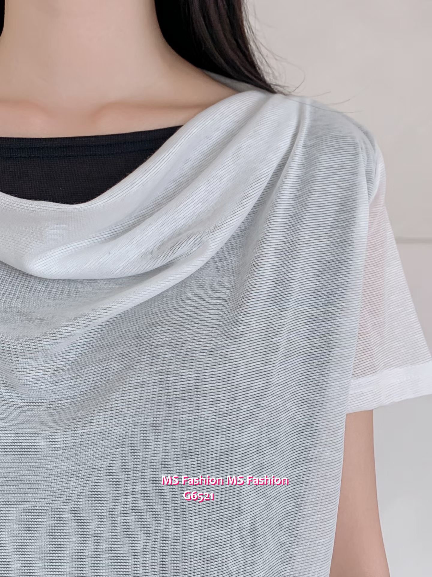 G6521 假兩件打皺top