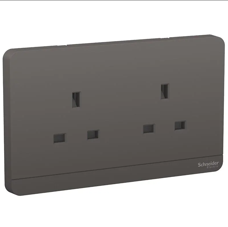 Schneider 施耐德 奐尚 13A 兩位連保護門插座 E83T426_WG_C5