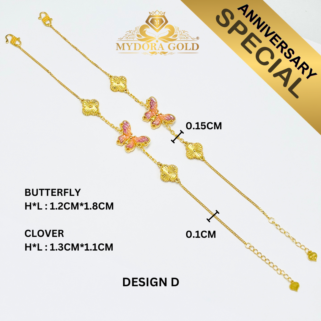 Anniversary Special: MYDORA Rantai Tangan Butterfly Series l EMAS 916/22K