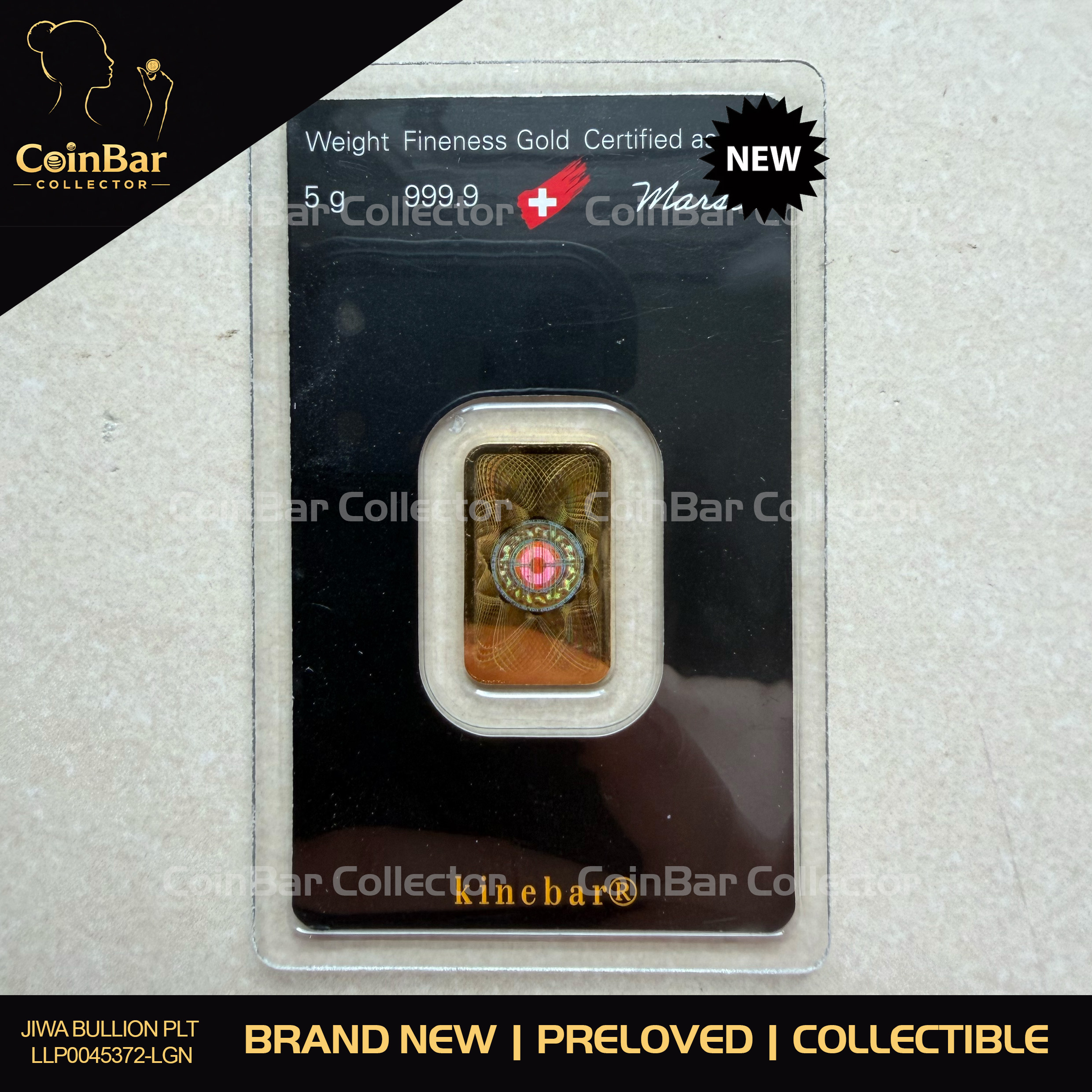 (SN155348) ARGOR Heraeus Kinebar 5g 🇨🇭Swiss Fine Gold Bar Emas 999.9 瑞士贺利氏镭射防伪金条