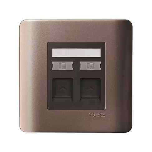 施耐德 ZENcelo 銀銅 孖位 CAT3電話插座