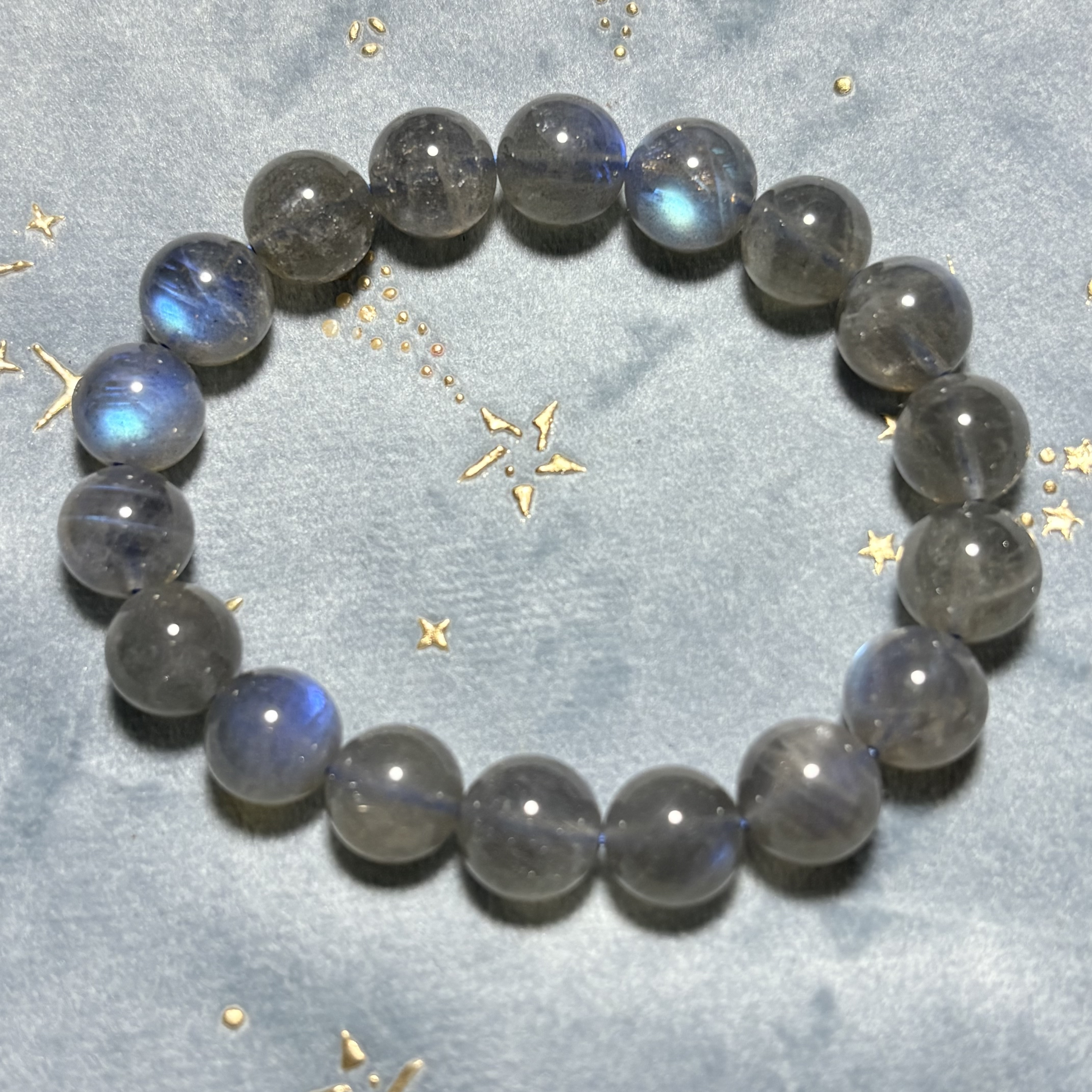 11mm藍光拉長石手串No 1436