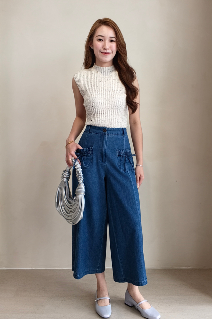 74264 Bow Pocket Wide-Leg Jeans