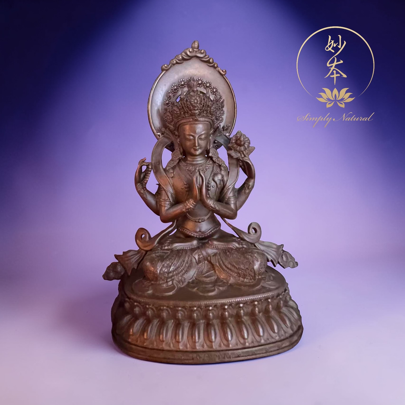 *預訂 尼泊爾紅銅12cm四臂觀音 (安排裝藏）