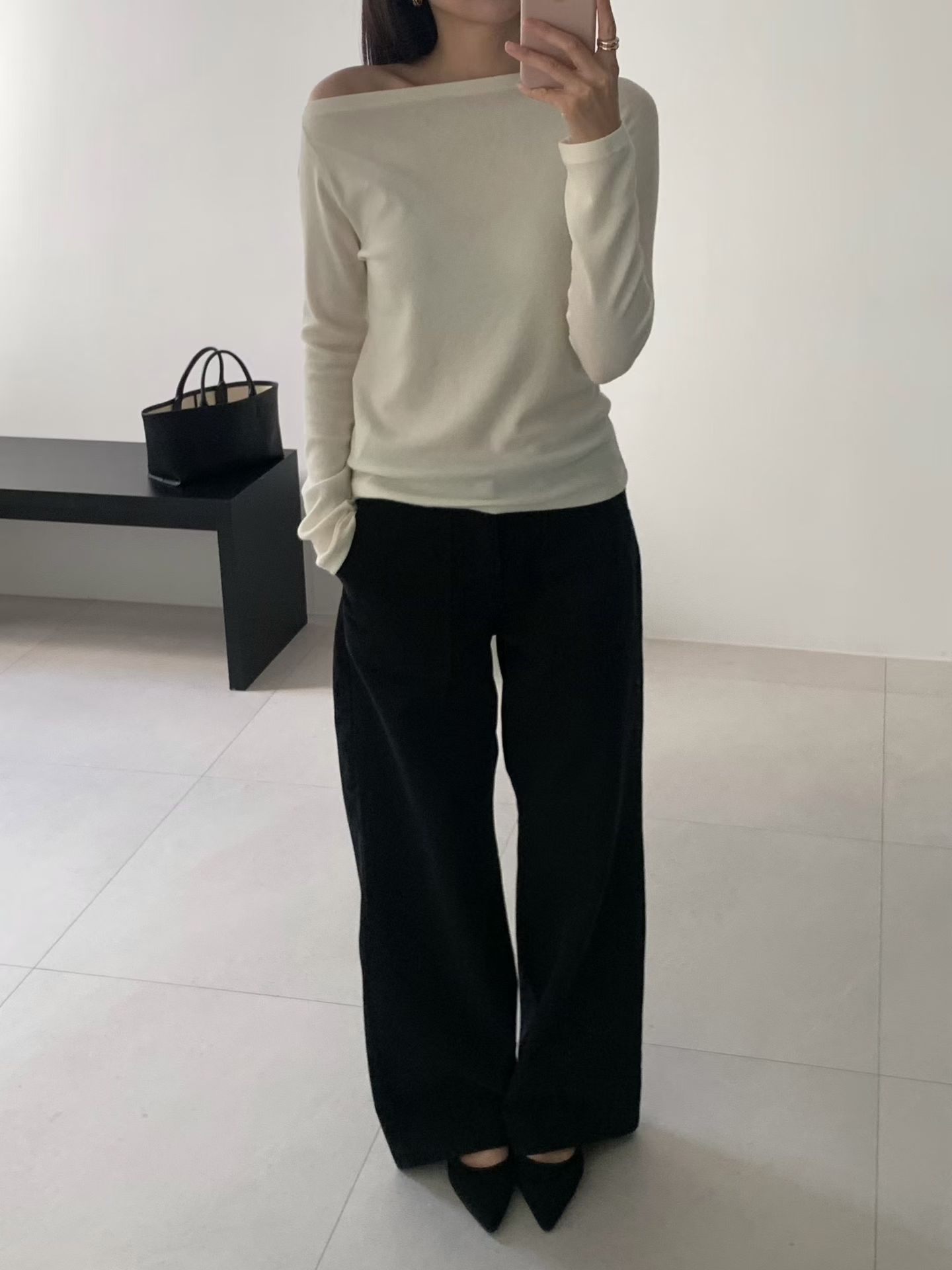 Boatneck wool basic tee 