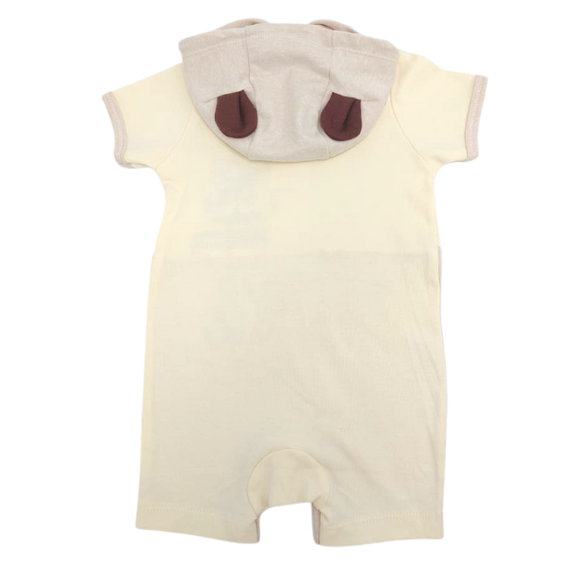 Trendyvalley Organic Cotton Baby Short Sleeve Short Pant Baby Romper With Hoodie (Bear)