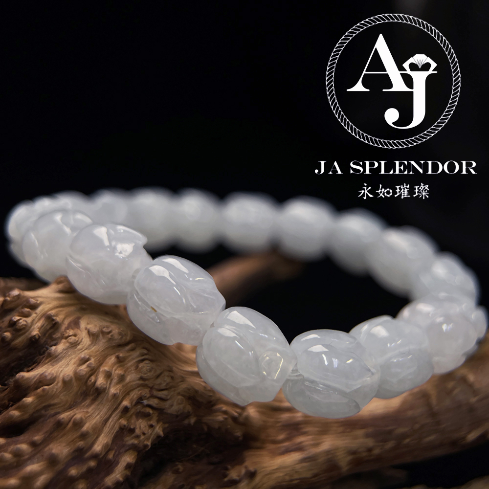 JB-255- 冰白清心定神/年年有餘蓮花手串