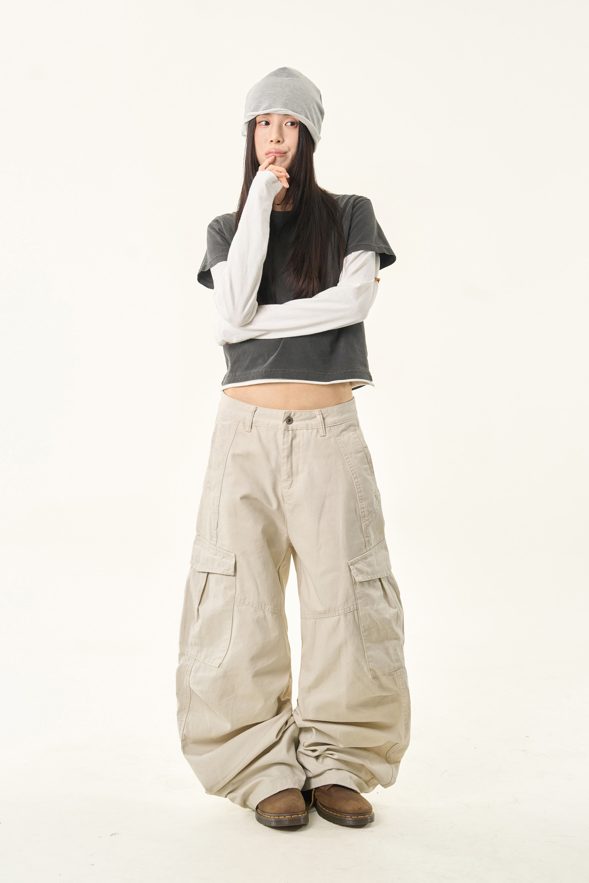 Cotton Wide-Leg Cargo Pants