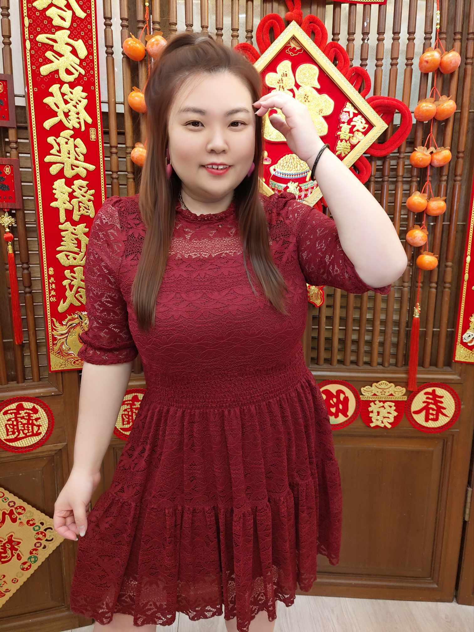 NJC03 TW#5700 甜美仙气蕾丝收腰连衣裙