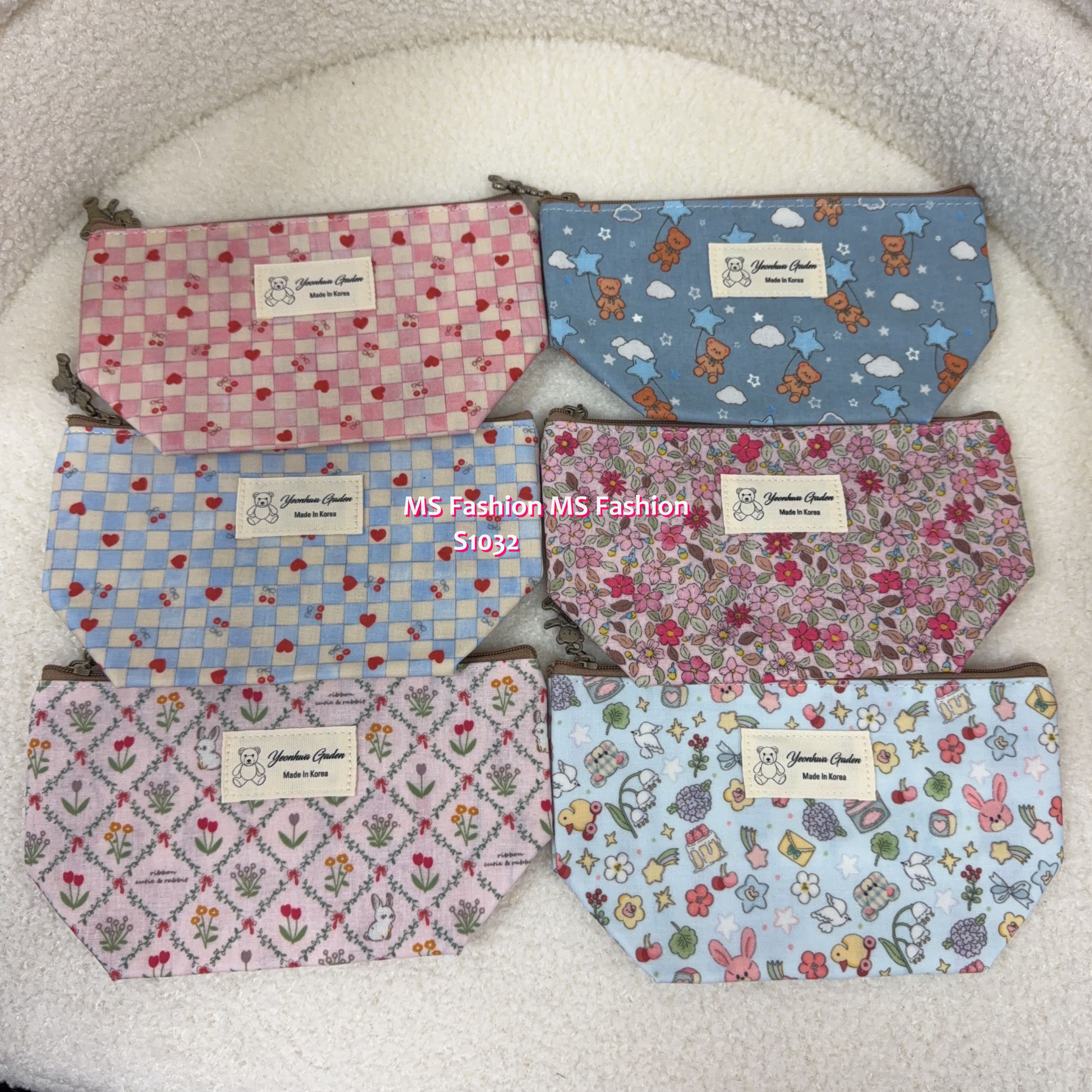 S1032 韓國🇰🇷靚print防水料化妝袋
