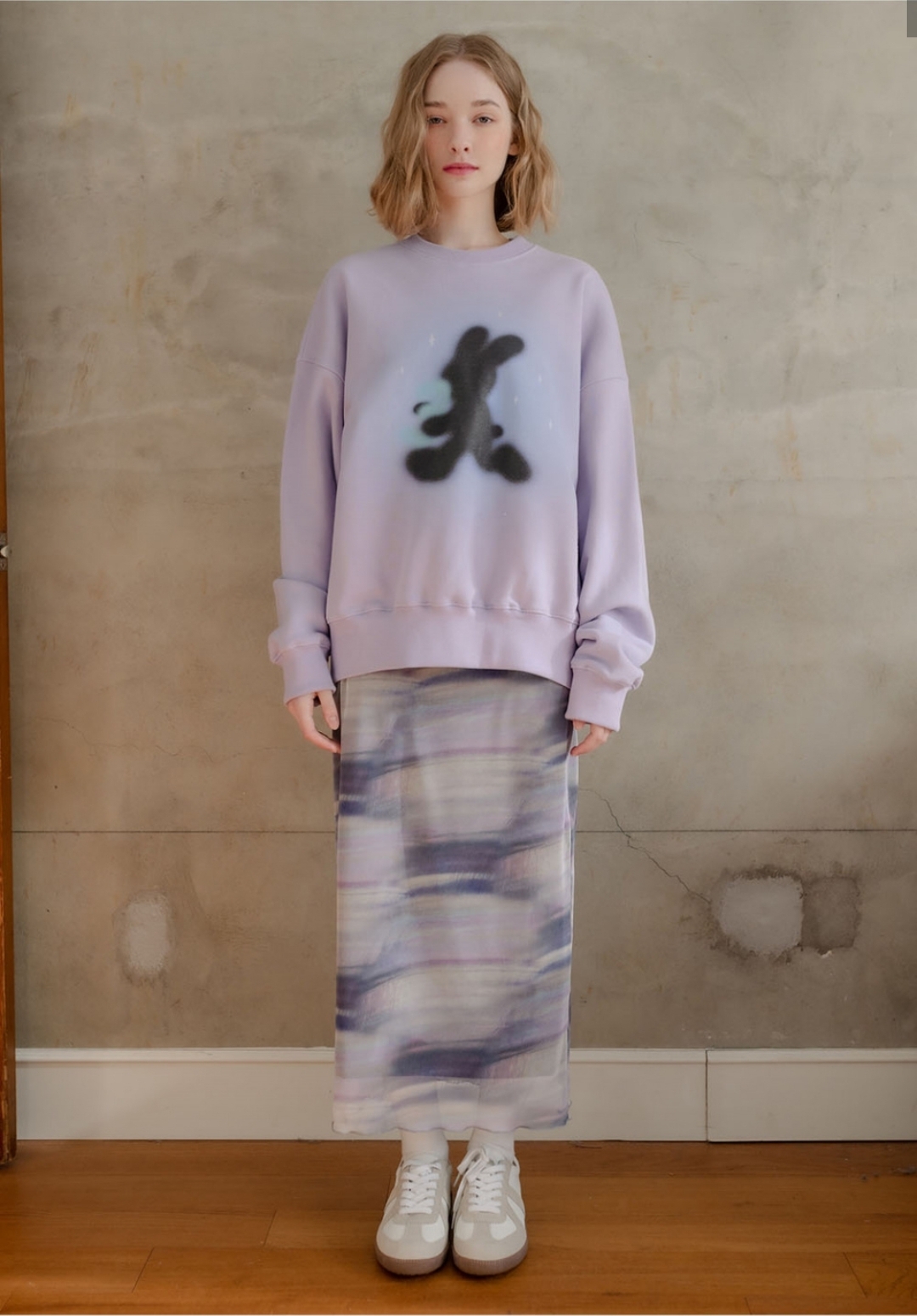 High School Disco FOG Long Mesh Skirt Purple