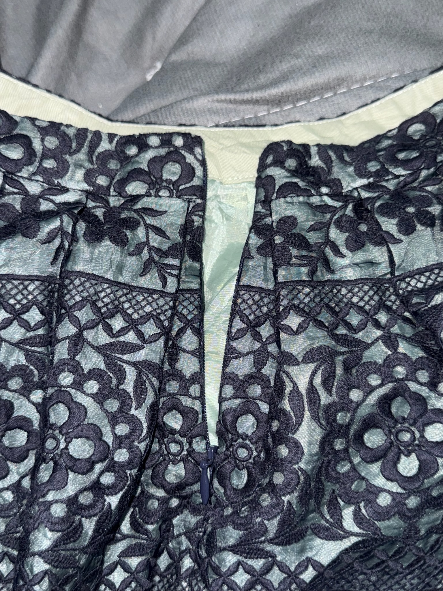 Vintage Baroque Sage Green Midi Skirt 