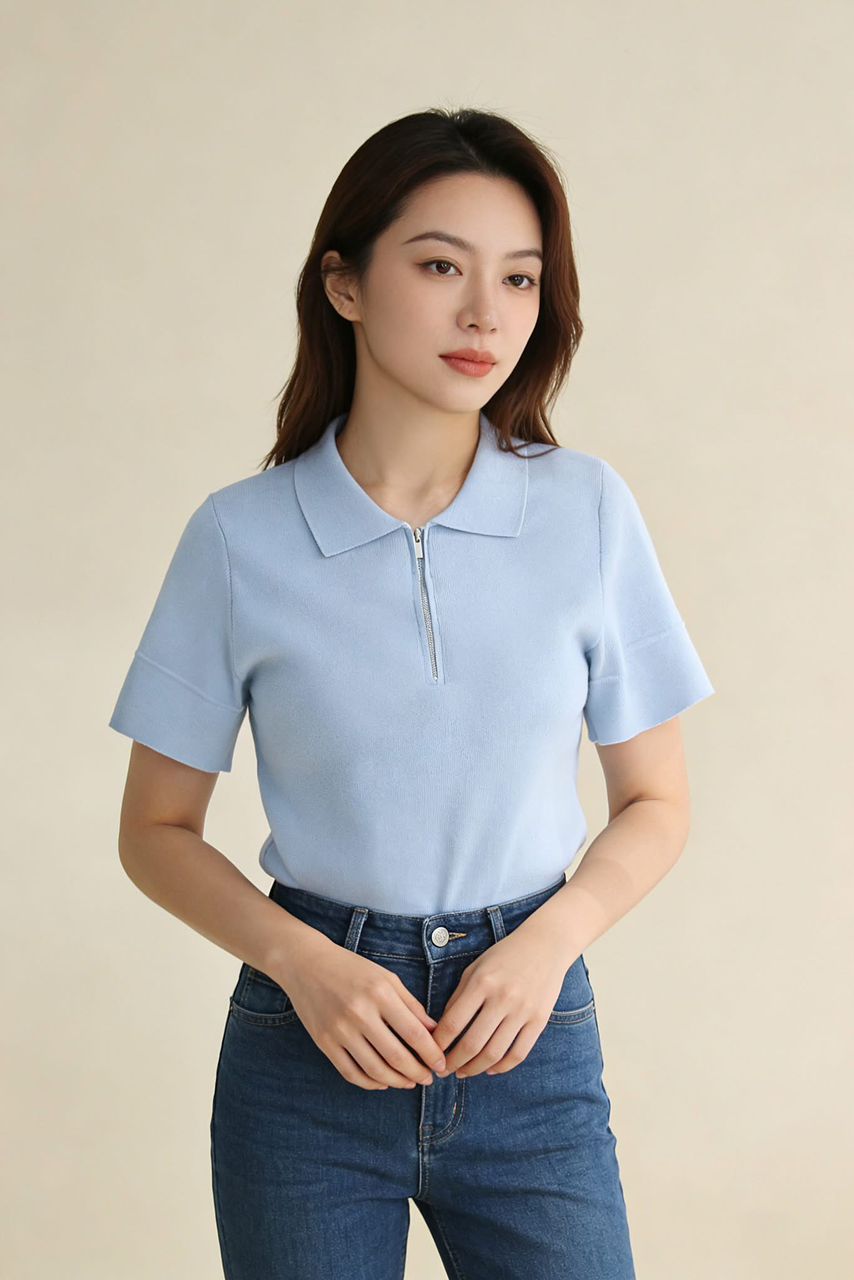 MFY2025-05 Luxe Zip Collar Knit Top