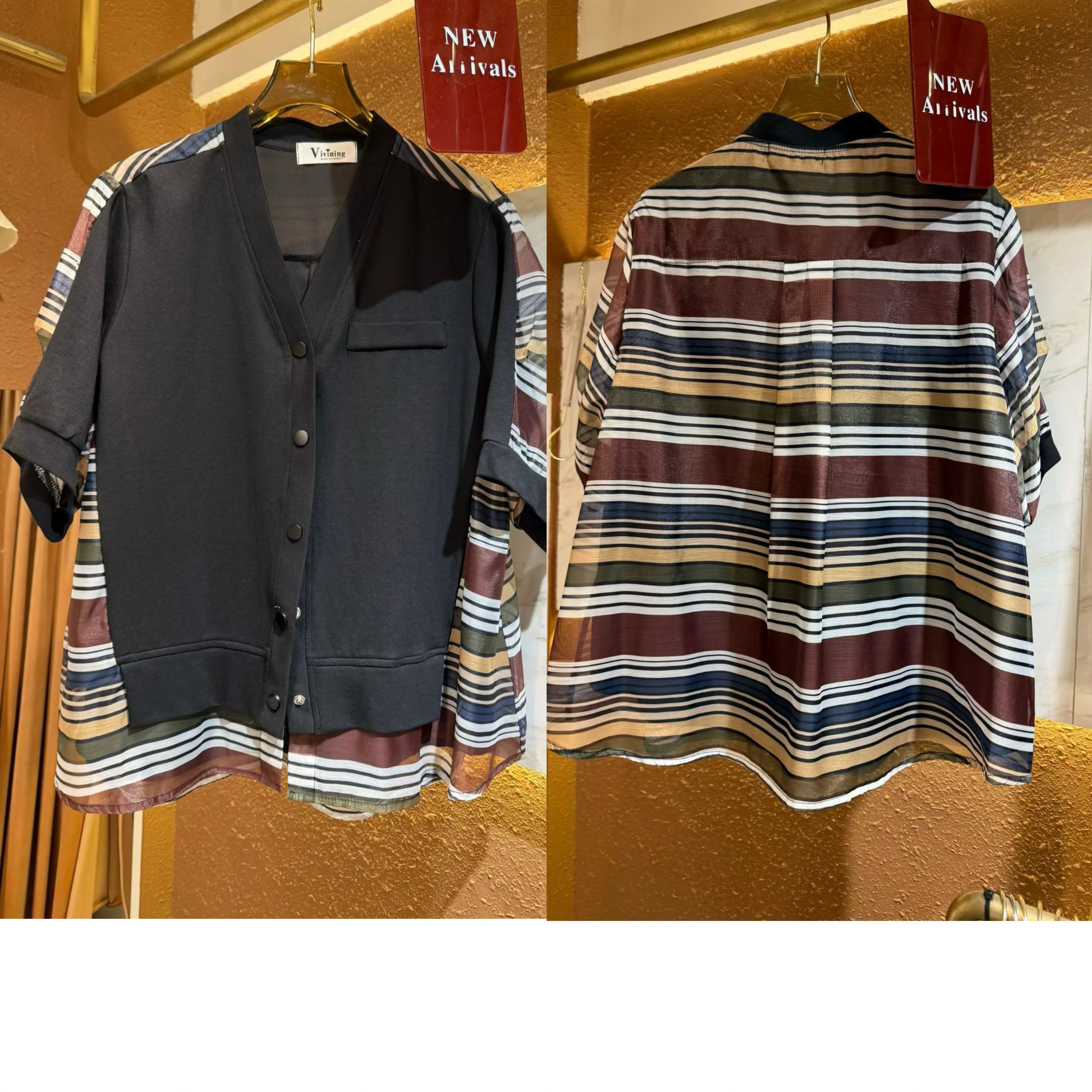 混棉拼紗Top