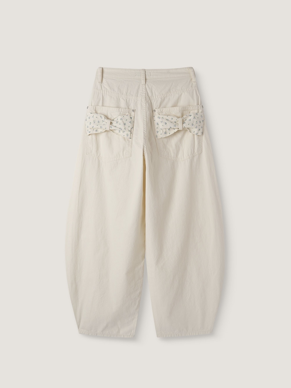 Floral Back-Ribbon Balloon Pants