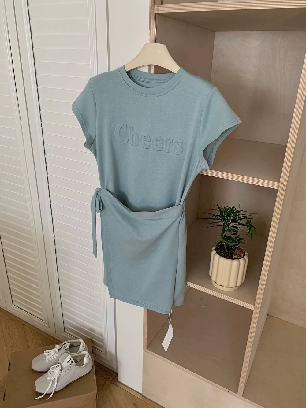 Cheers Letter Casual A-line Dress 美式复古休闲立体字母系带连衣裙(4 colours)
