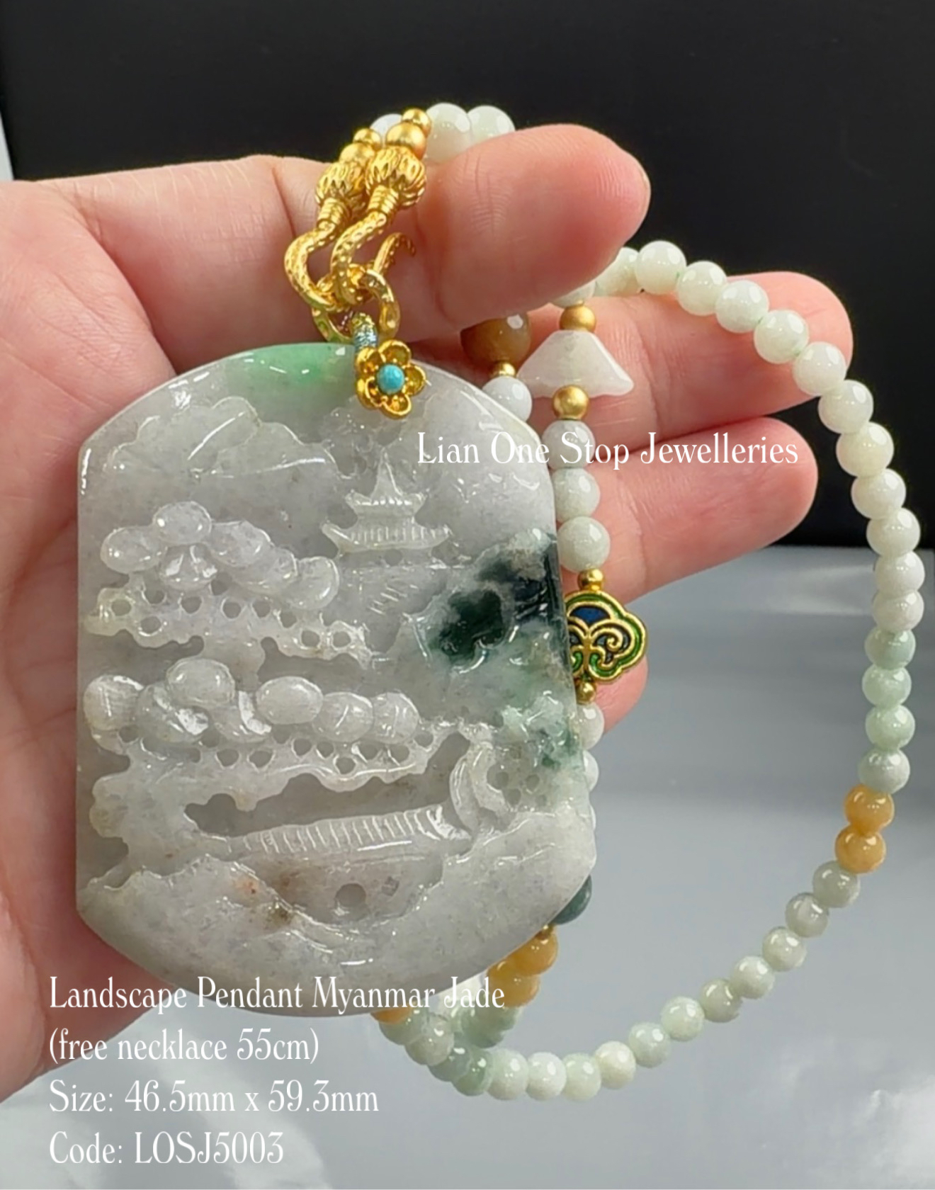 Code: LOSJ5003 Landscape Pendant Myanmar Jade 