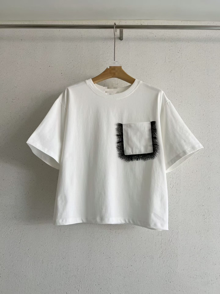 AQ OS 間約lace trim 袋口 top