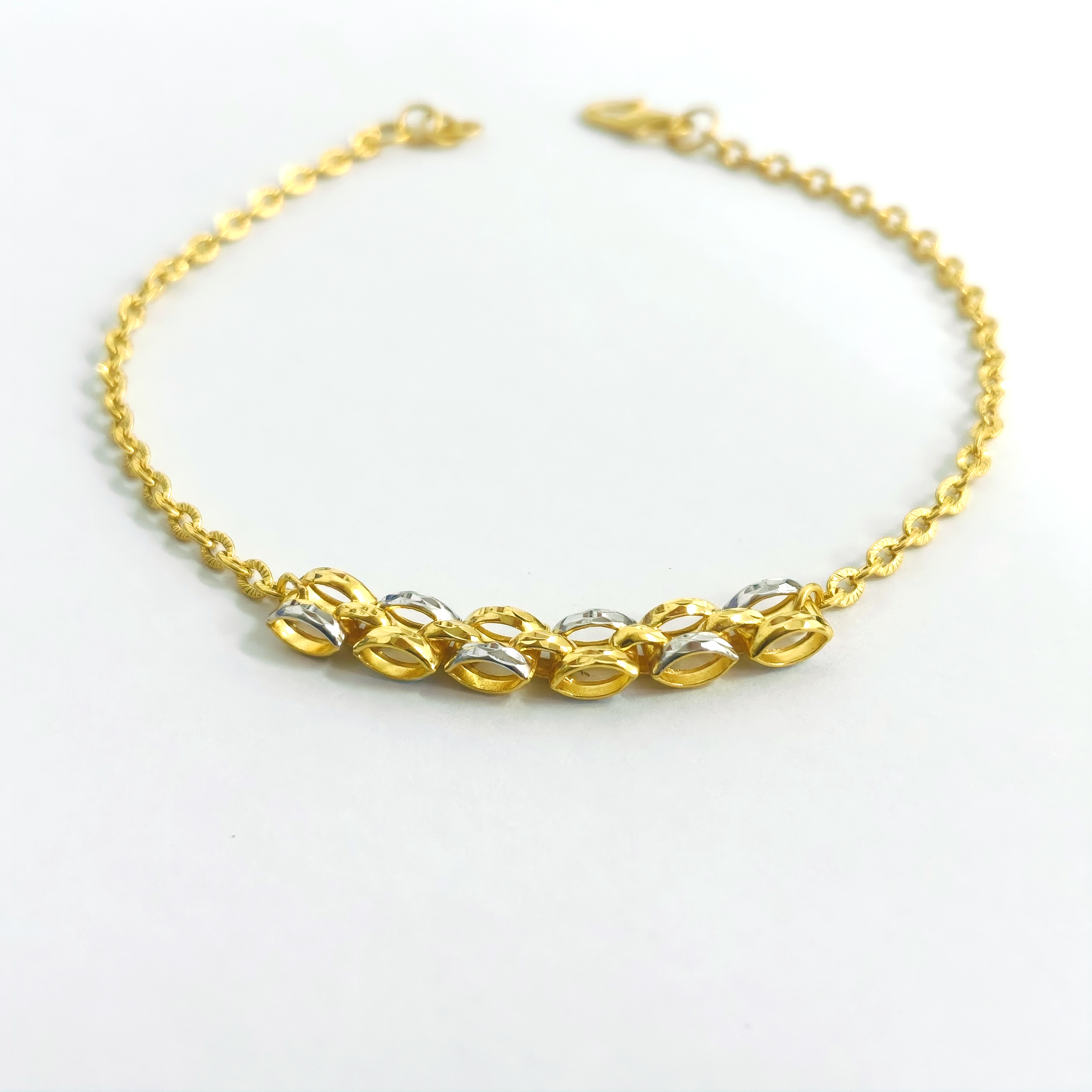 916 GOLD 2C MINI TANKER POLO STAR BRACELET 916 金 双色车花坦克太阳花手链