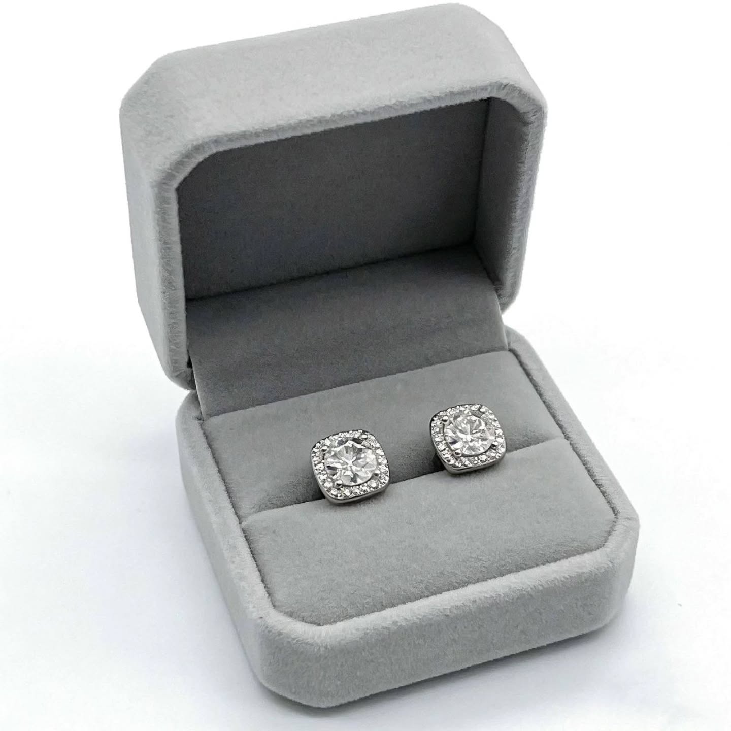 S925纯银一克拉莫桑钻方包耳钉 🇨🇳