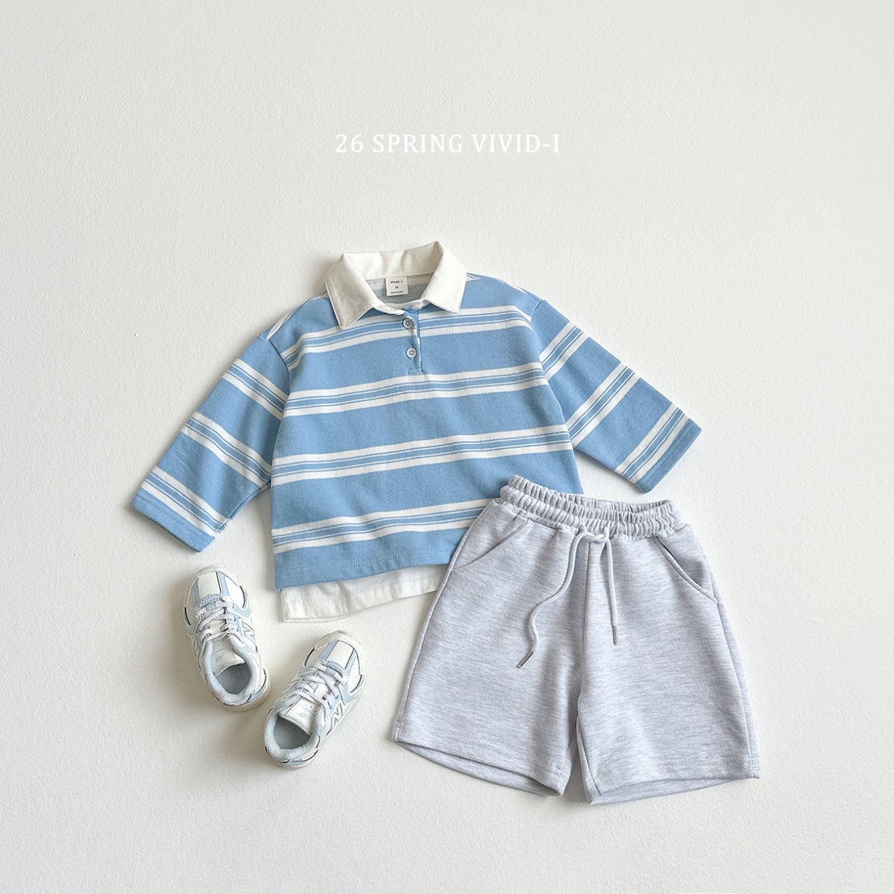 🌸預訂 韓國直送🌸🇰🇷VIVIDI三色條紋企領毛圈長袖上衣