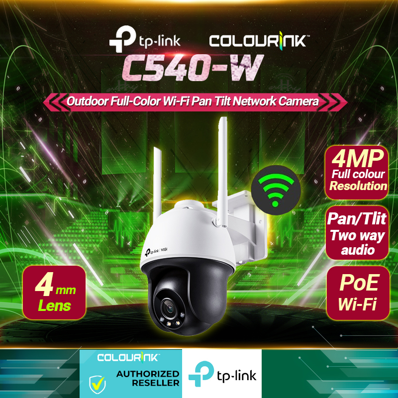 TP-Link VIGI C540 C540-W 4MP Pan Tilt Wifi CCTV 4mm Full Color PoE Wireless Network Security Outdoor Camera CCTV
