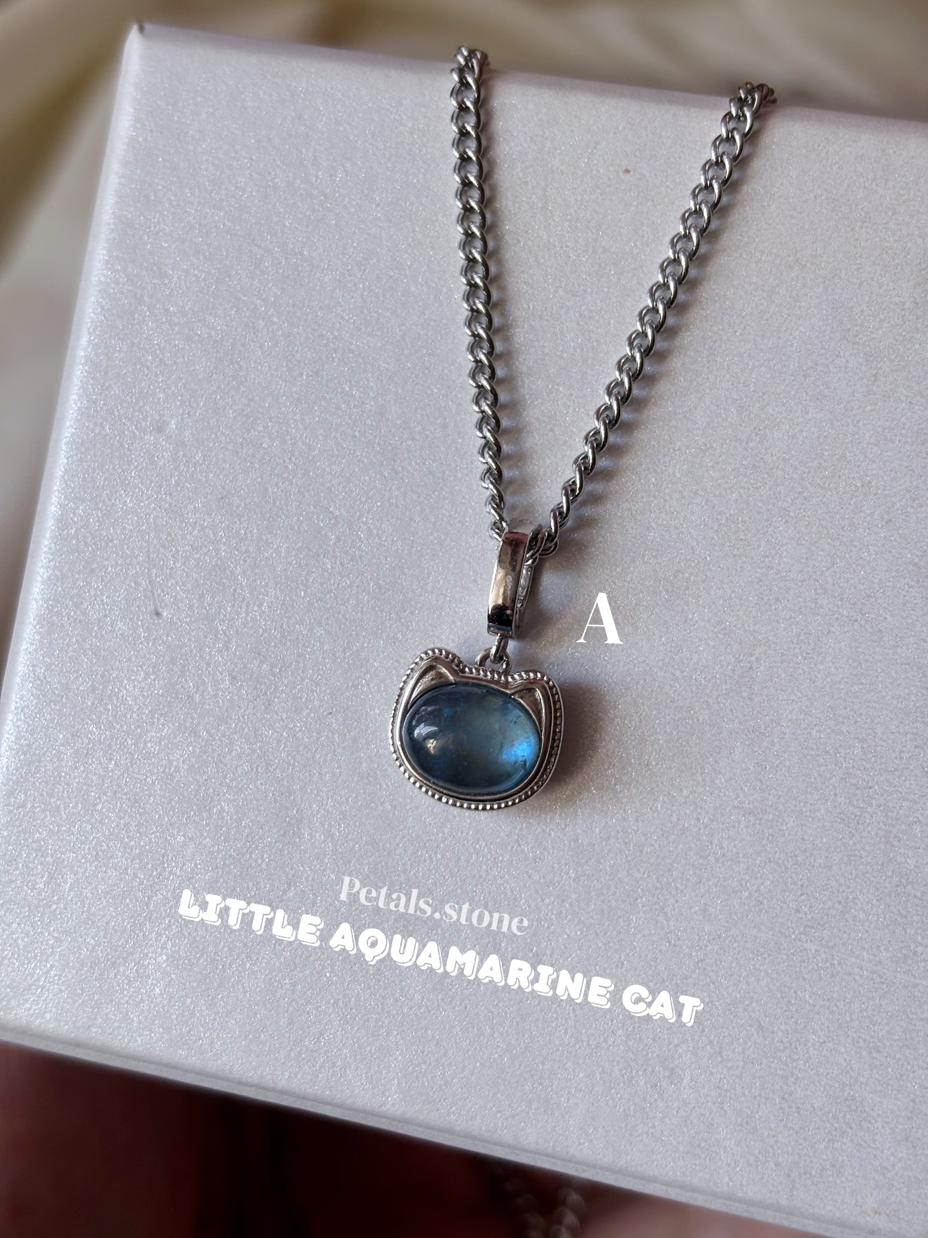  Little Aquamarine Cat | 海藍寶貓貓頸鏈 🐈🩵