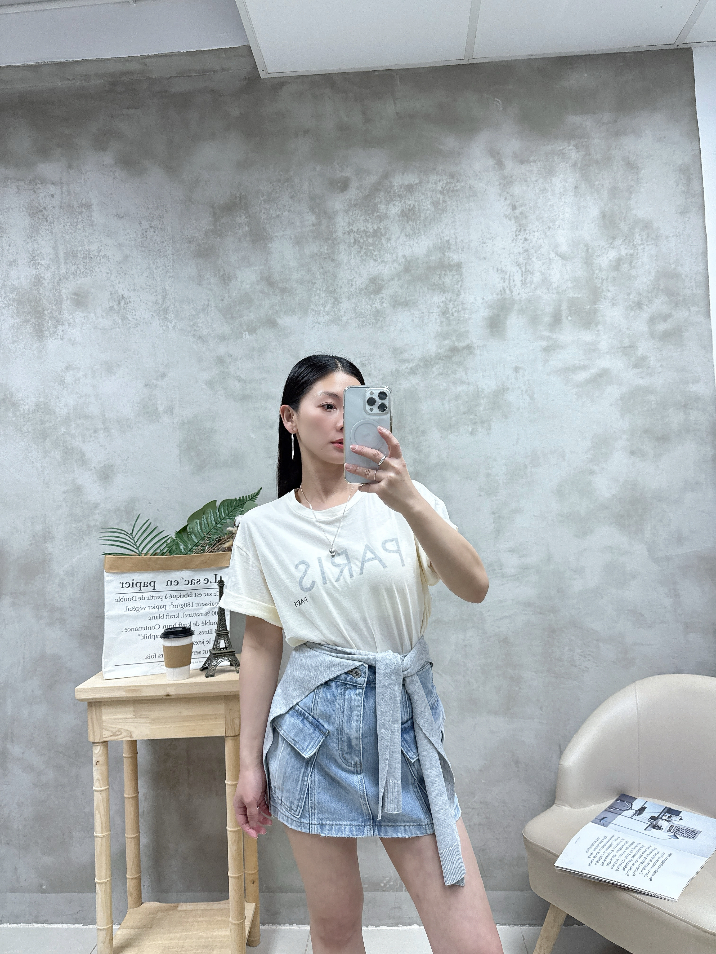 C16 雙袋牛仔裙褲