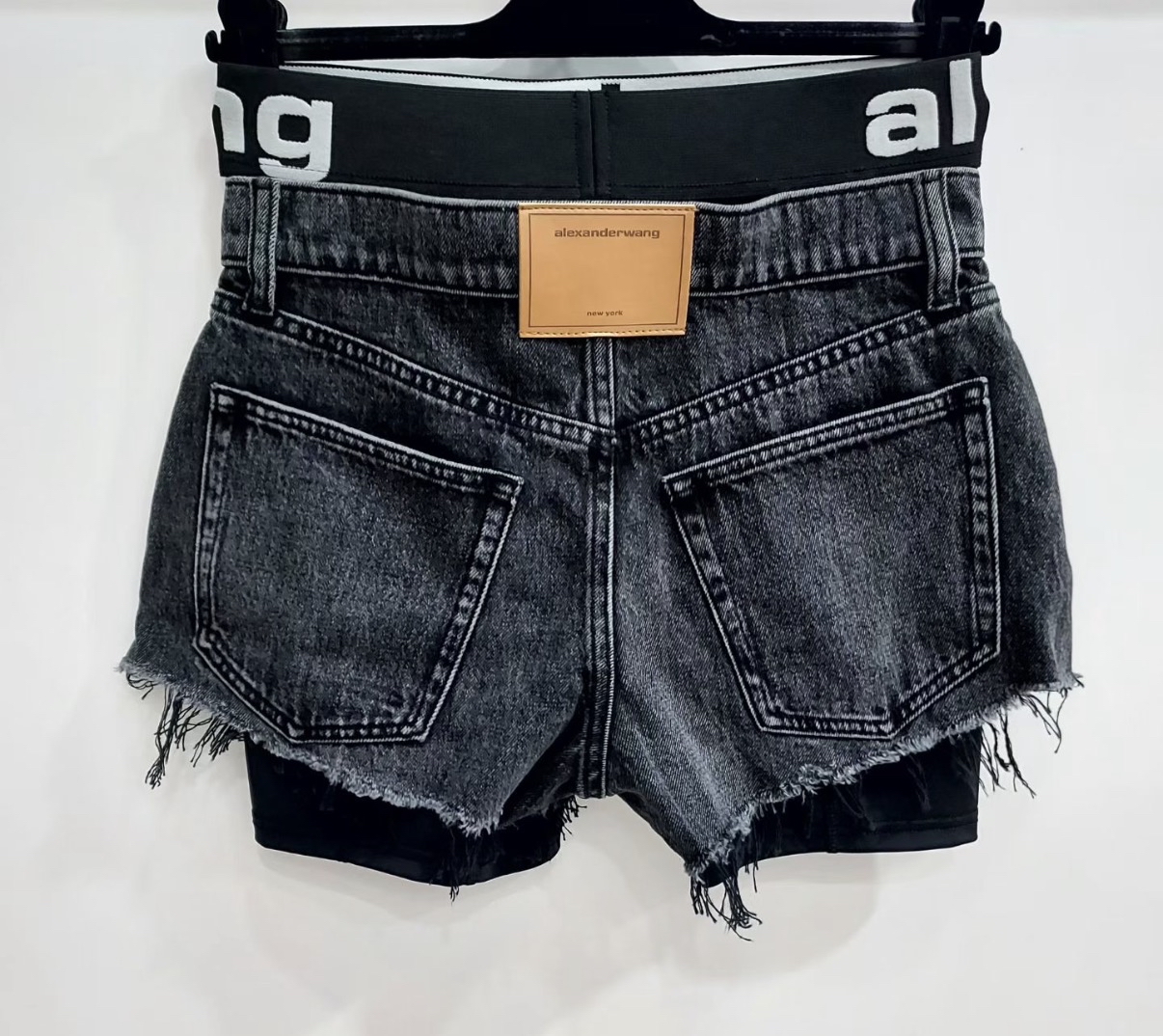 Alexander wang logo-waistband frayed mini shorts